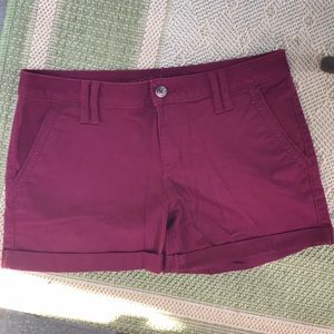 Burgundy jean shorts